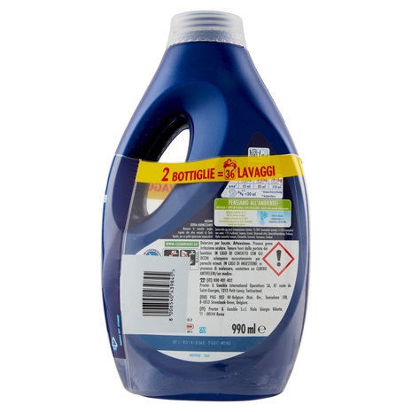 Dash Power Detersivo Lavatrice Liquido per Bucato+Azione Extra-Igienizzante 2x18=36 Lavaggi 2x990 ml